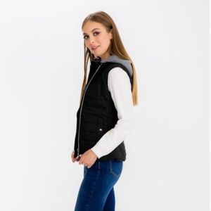 Baciano Puffy Vest with Hood - Black